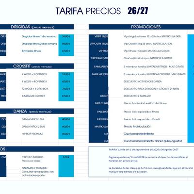 TARIFAS 26/27